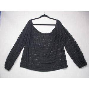 Deb Black Romantic‎ Lace Feminine Long Sleeve OffShoulder Blouse Womens Size 2XL